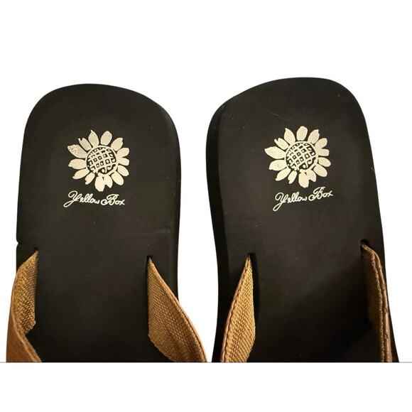 Yellow Box Flip Flop Sandals Women's 8.5 Brown Braided Stamped Logo Slip On - Picture 4 of 8